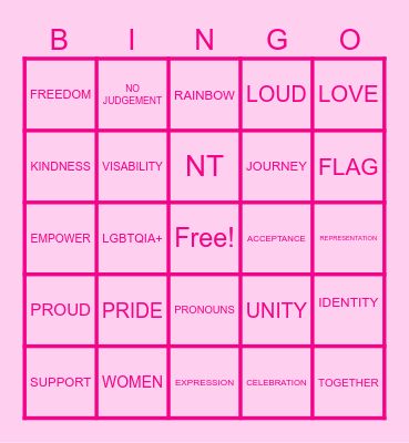 PRIDE BINGO Card