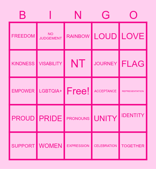 PRIDE BINGO Card