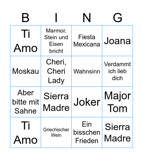 MUSIK BINGO Card