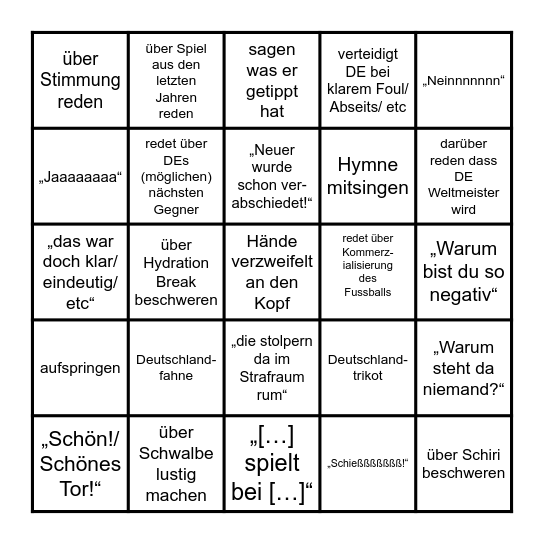 Julius Fussball Bingo Card