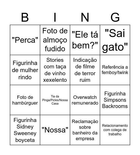 Bingo do Tomas Bingo Card