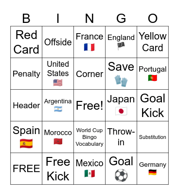 WORLD CUP Bingo Card