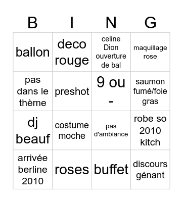 4 mariages pour une lune de miel Bingo Card