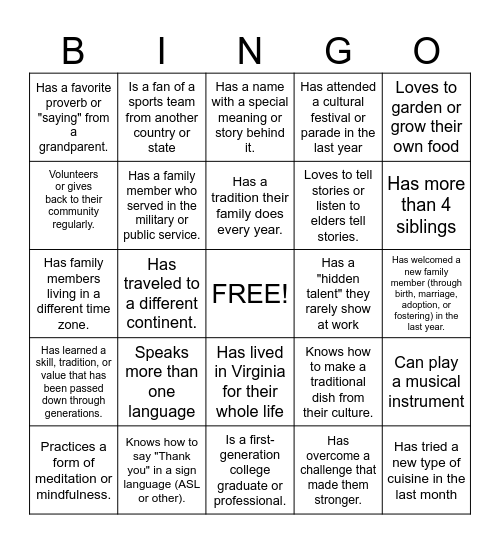 HMS Community Connections (2026) Bingo Card