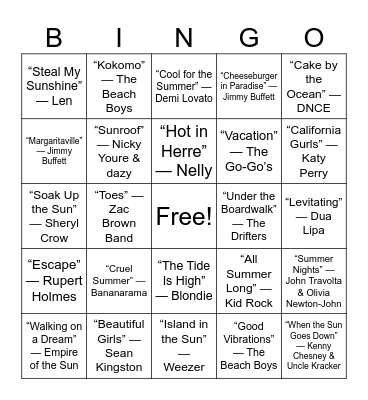 Summer Patio Party Bingo Card