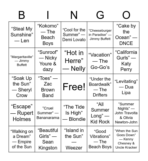 Summer Patio Party Bingo Card