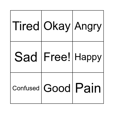I feel Bingo Card