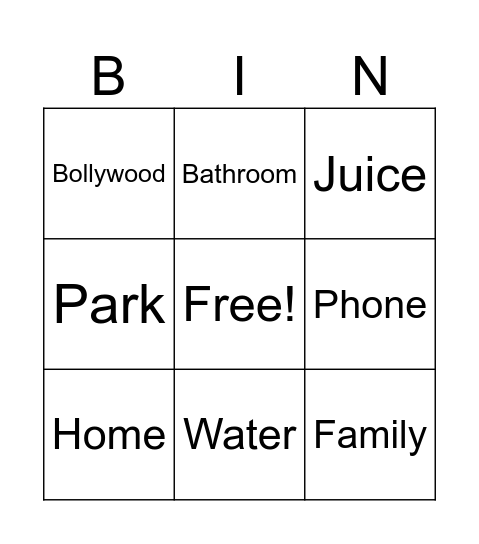 I want Bingo Card
