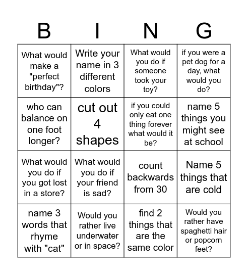 Dylans Bingo Card