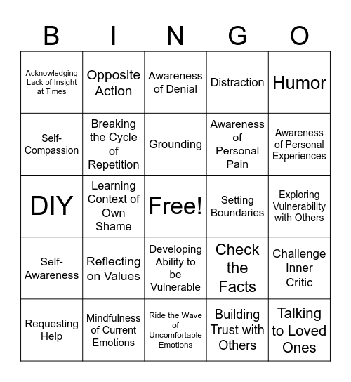 Ways to Convert Shame Bingo Card