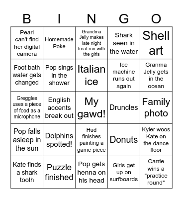 Beach Bingo 2026 Bingo Card
