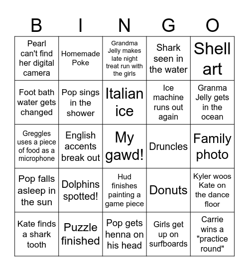 Beach Bingo 2026 Bingo Card