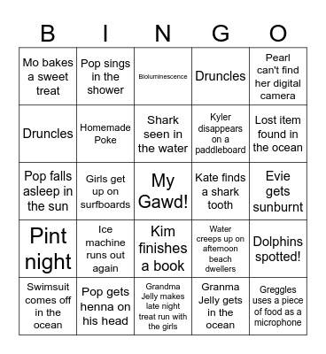 Beach Bingo 2026 Bingo Card