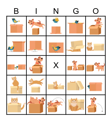 Prepositions Matching Bingo Card