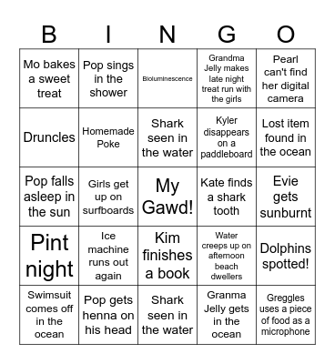 Beach Bingo 2026 Bingo Card
