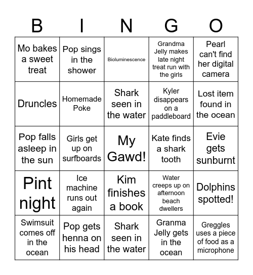 Beach Bingo 2026 Bingo Card