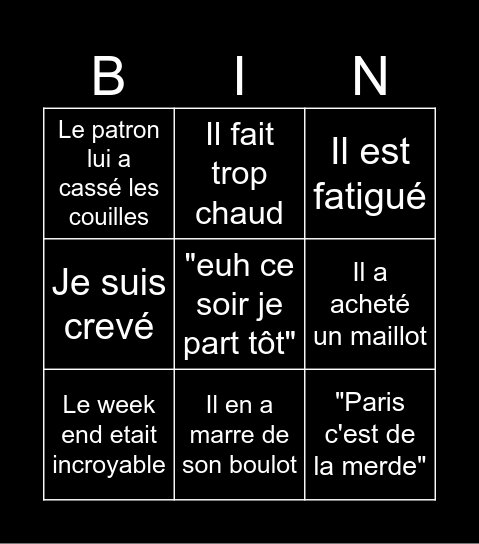 Teddy de retour Bingo Card