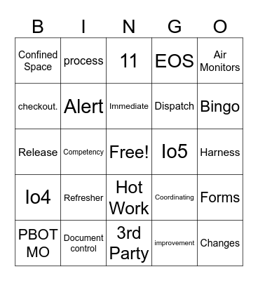 Confined Space With Joy Bingo Card