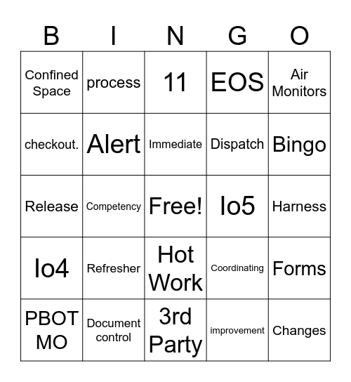 Confined Space With Joy Bingo Card