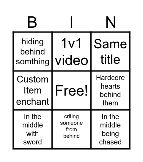 SMP minencraft Copy and paste speedrun Bingo Card