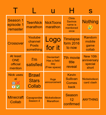 Loud House 10th anniversary bingo Card