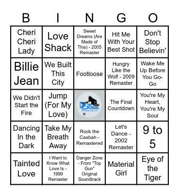 80'S MUSIC BINGO Card