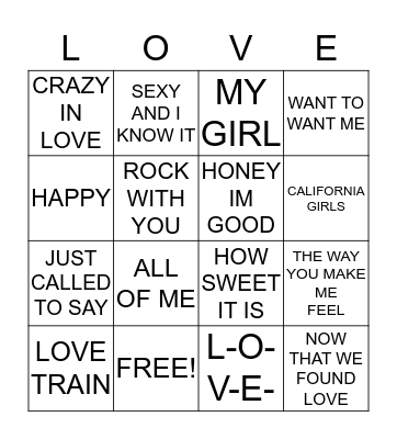 VALENTINES DAY LOVE Bingo Card