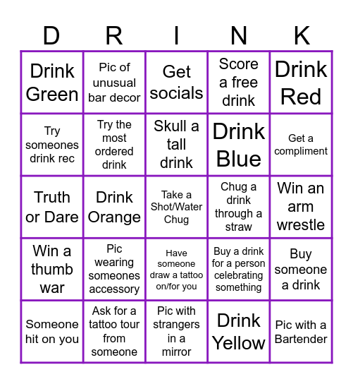 Night Out! Bingo Card