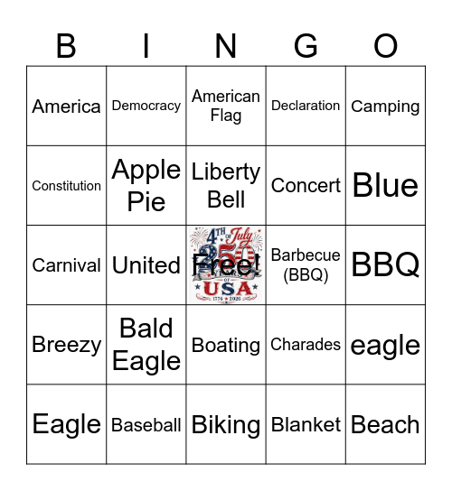 RCM Bingo 1st of July Happy Hour Game 1 Bingo Card