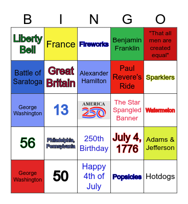 America's 250th Bingo Card