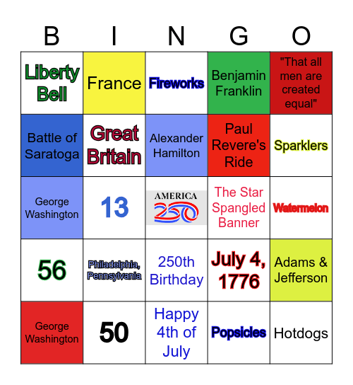 America's 250th Bingo Card
