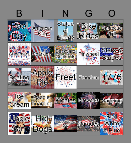 Fourth of July Bingo Card