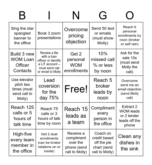 Sales Bingo Card Bingo Card