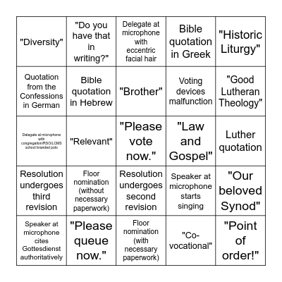 2026 LCMS Convention Bingo Card