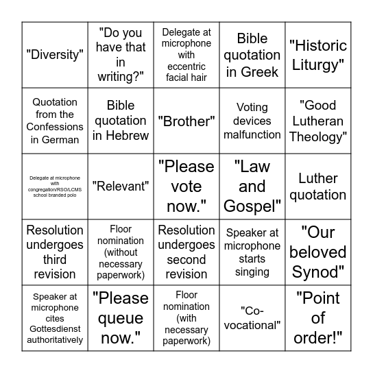 2026 LCMS Convention Bingo Card