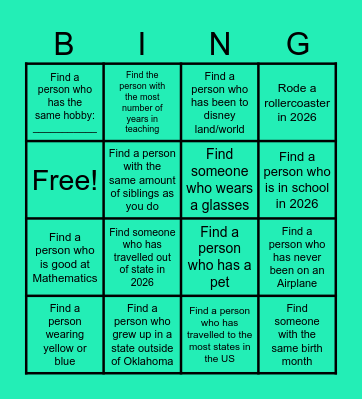 Youth At Heart Bingo Card