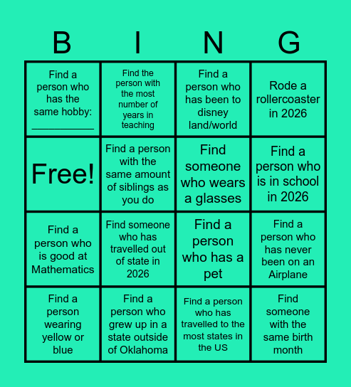 Youth At Heart Bingo Card