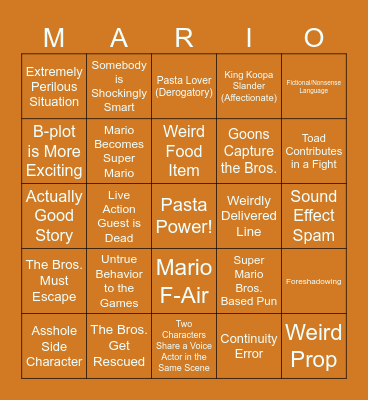 Super Mario Bros. Super Show Bingo Extravaganza Bingo Card