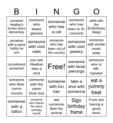Collect signatures/check off boxes Bingo Card