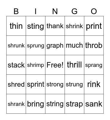 UFLI 53 Digraphs Review Bingo Card