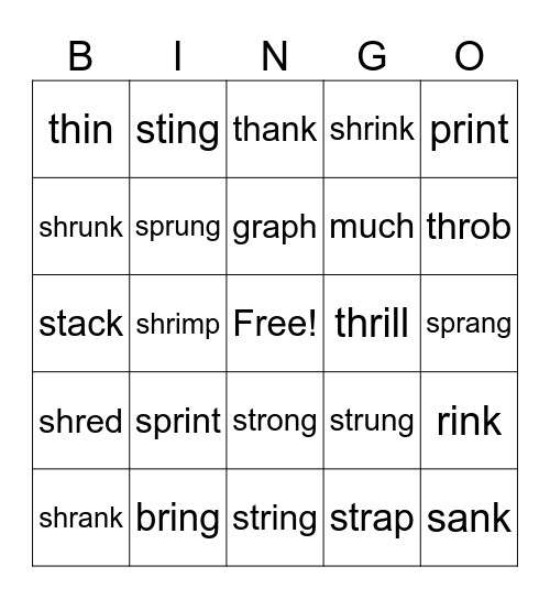 UFLI 53 Digraphs Review Bingo Card