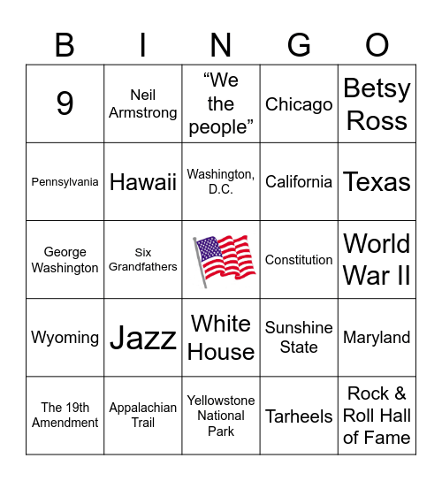 USA 250 BINGO Card