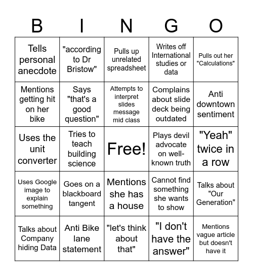 Lilah Bingo Card