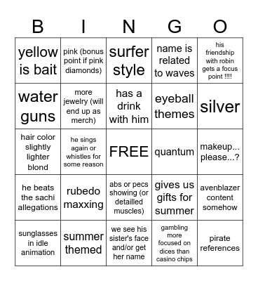 Aventurine SP Bingo Card