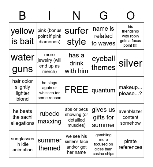 Aventurine SP Bingo Card