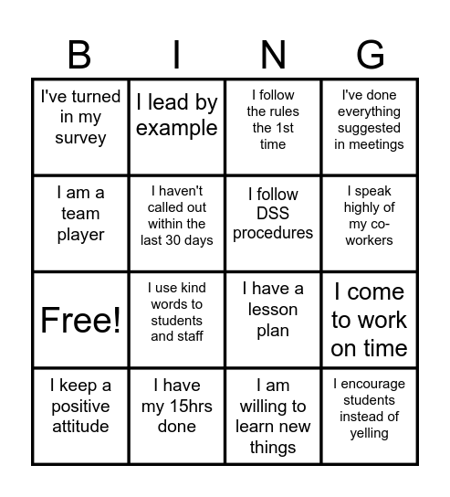 GPA BINGO Card