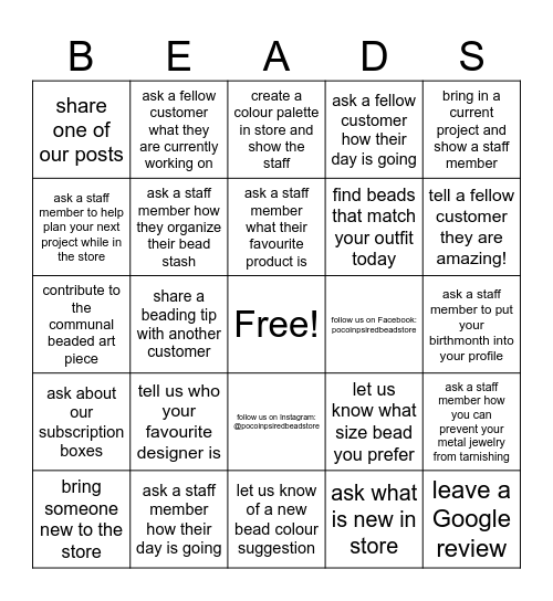 POCO BINGO Card