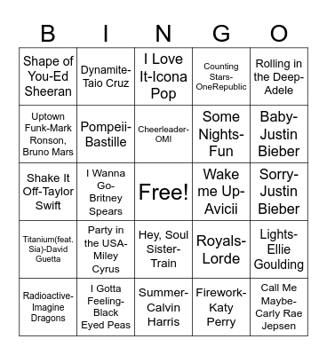 MUSICAL BINGO Card
