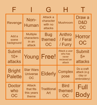 Zero's Artfight Bingo! Bingo Card