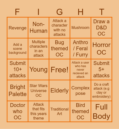 Zero's Artfight Bingo! Bingo Card